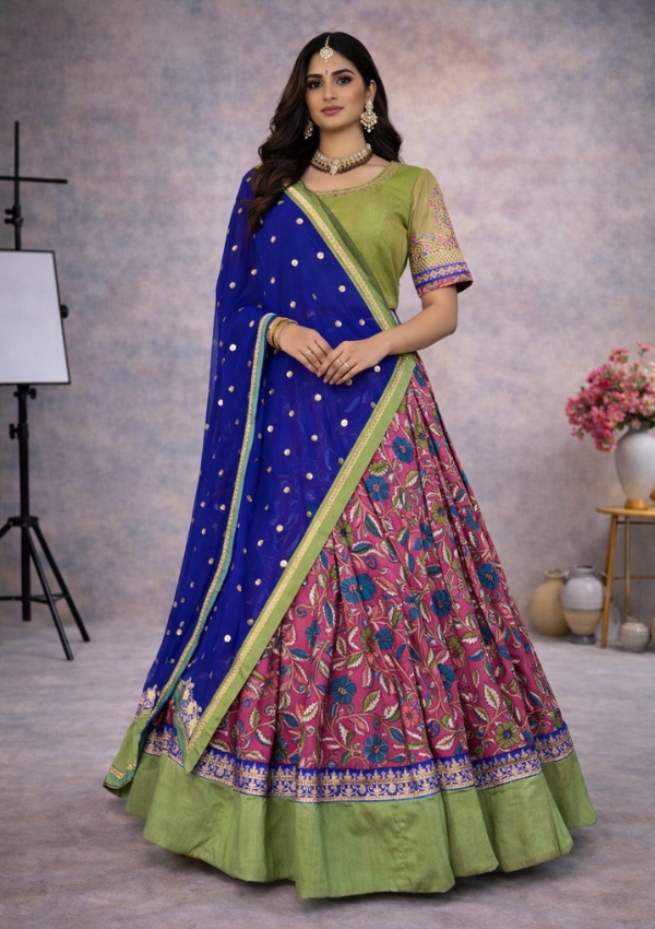 Rose Pink Kalamkari Lehenga Set